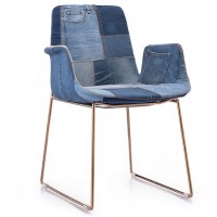 Modern custom hotel restaurant furniture Jeans metal armrest dining chair